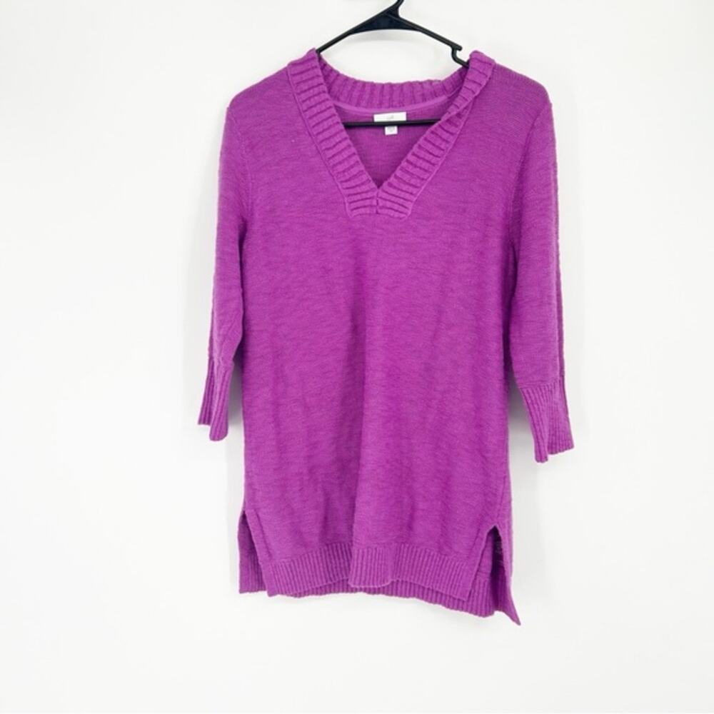 J. Jill 100%‎ Cotton Purple V-Neck Sweater Size XS